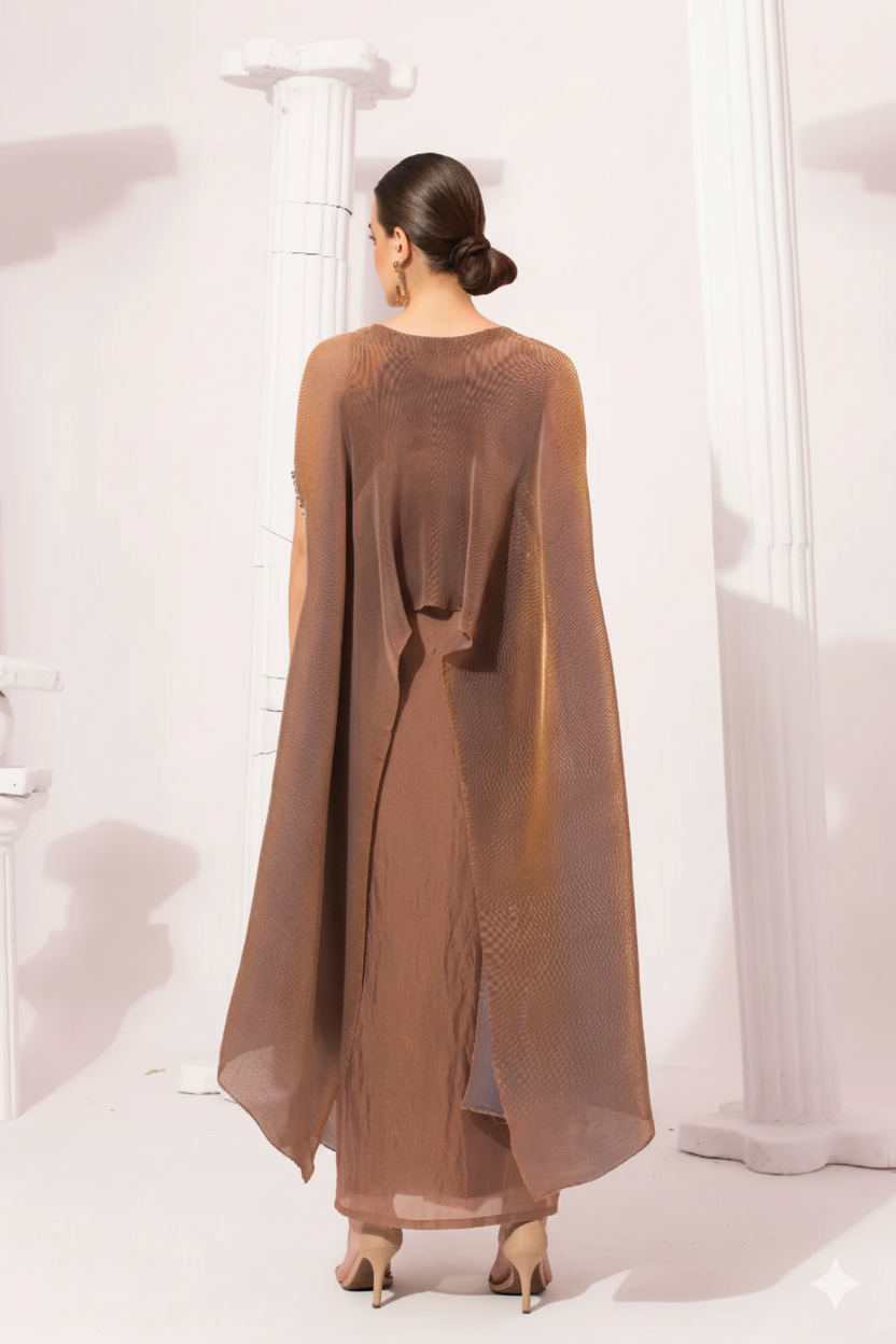 Metalic Chestnut Kaftan & Dhoti