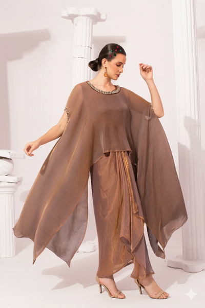 Metalic Chestnut Kaftan & Dhoti