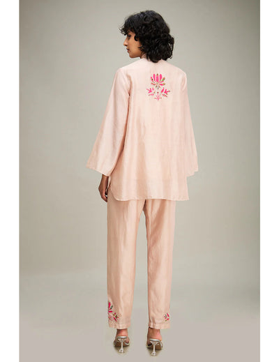 粉色 &amp; 金色 Cape Dhoti 套装