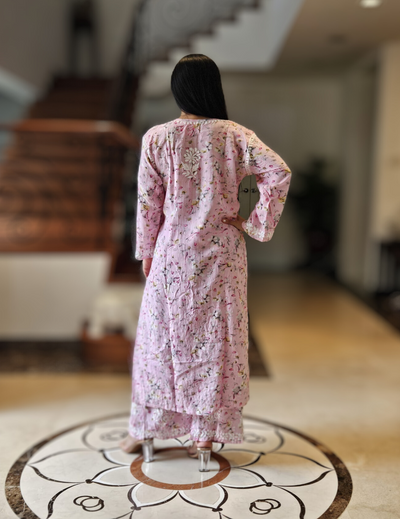 Pastel Pink Chikankari Kurti Set