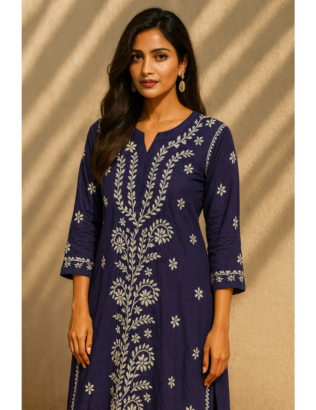 大码紫色棉质 Kurta