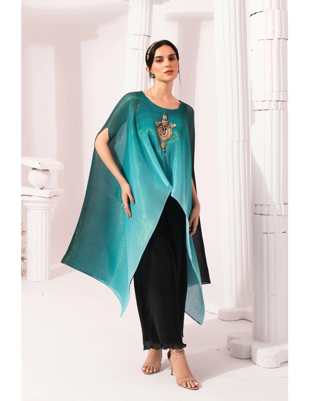 Ombre Sea Blue Kaftan & Dhoti Set