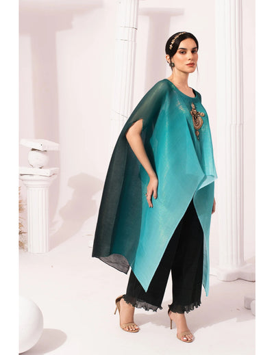 Ombre Sea Blue Kaftan & Dhoti Set
