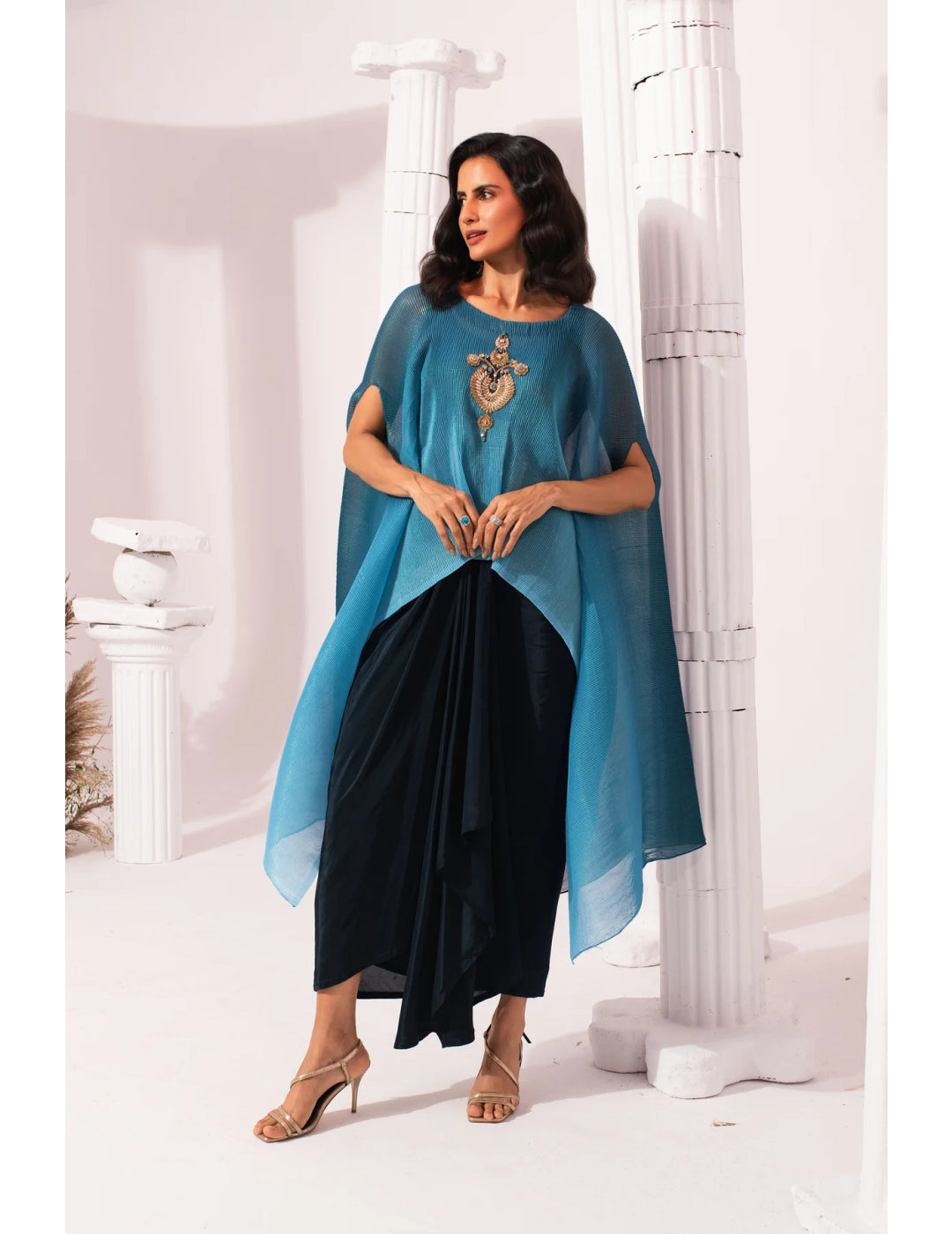 Ombre Ocean Blue Kaftan & Dhoti Set