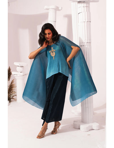 Ombre Ocean Blue Kaftan & Dhoti Set