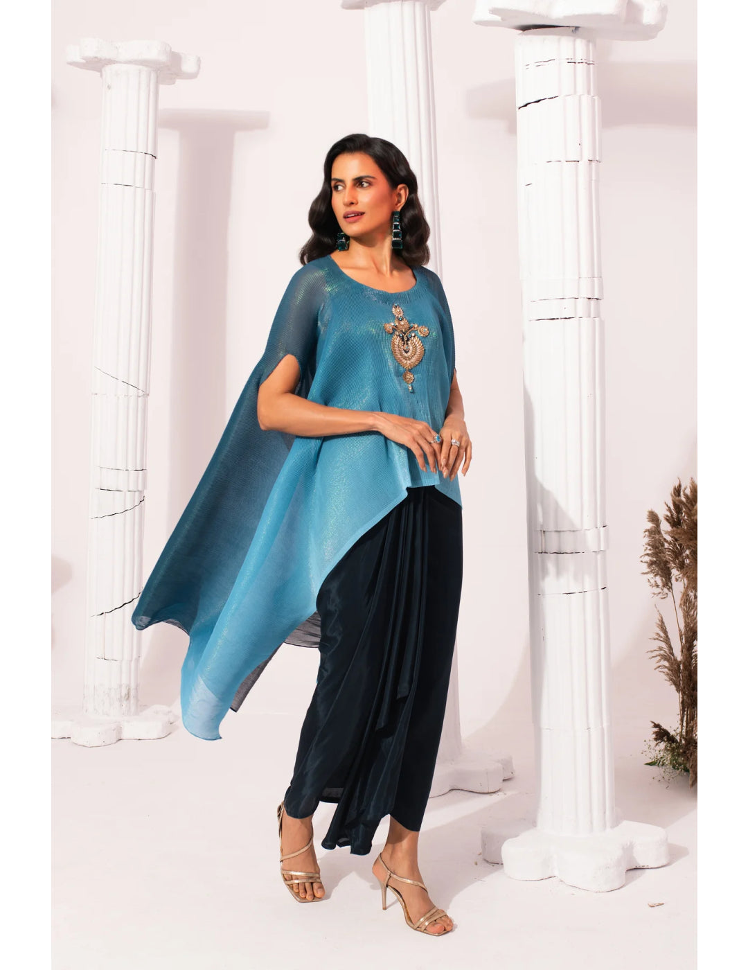 Ombre Ocean Blue Kaftan & Dhoti Set