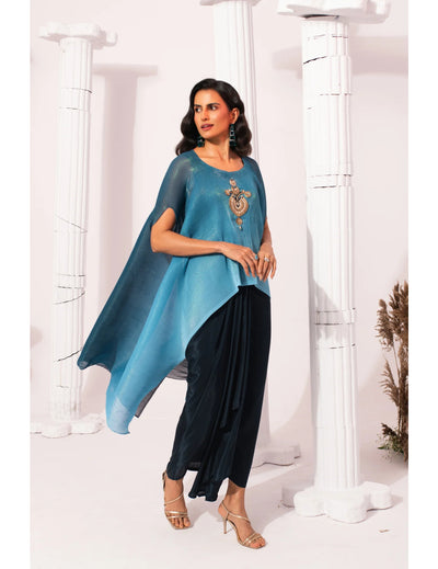 Ombre Ocean Blue Kaftan & Dhoti Set