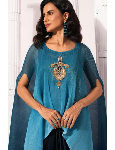 Ombre Ocean Blue Kaftan & Dhoti Set