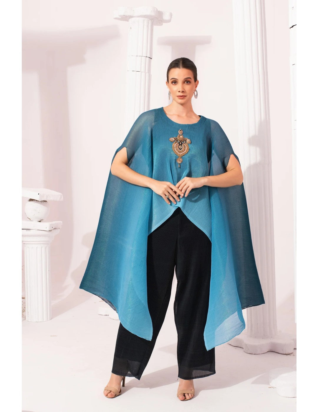 Ombre Ocean Blue Kaftan & Pant Set