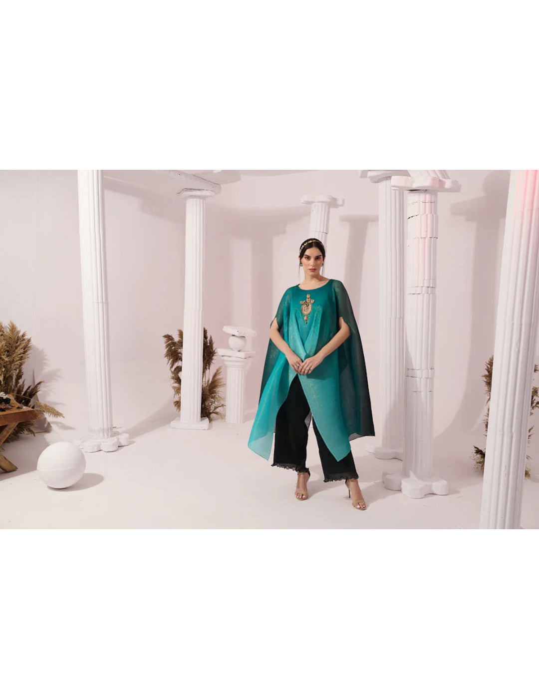 Ombre Sea Green Kaftan & Pant