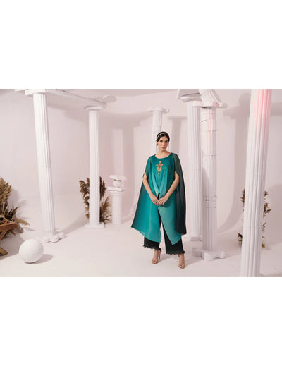 Ombre Sea Green Kaftan & Pant