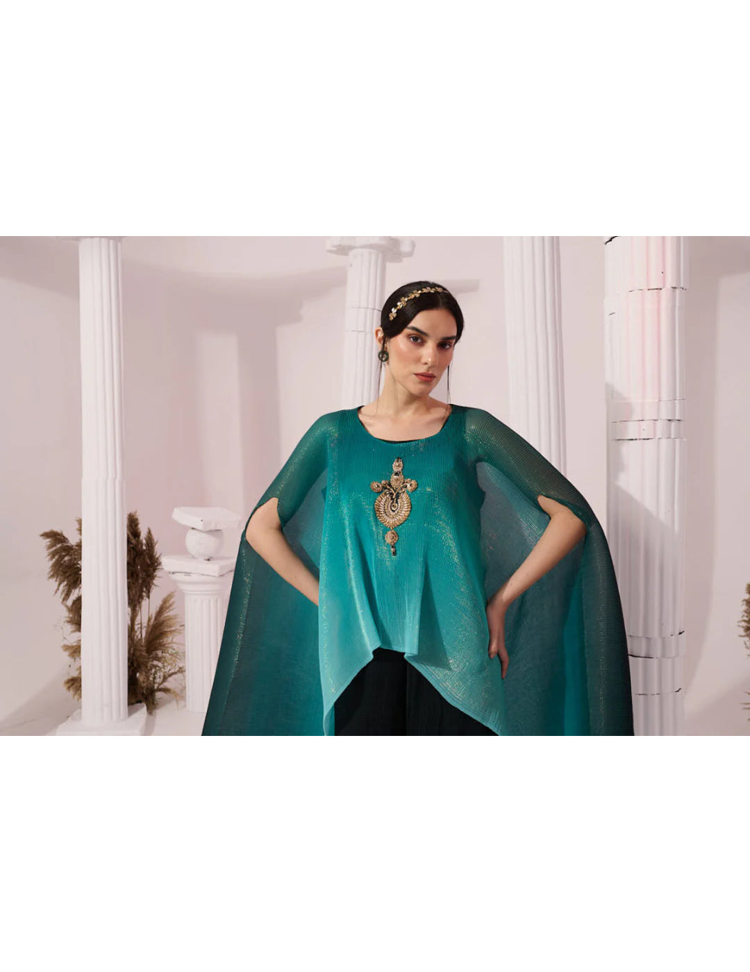 Ombre Sea Green Kaftan & Pant