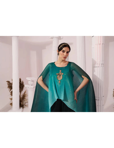 Ombre Sea Green Kaftan & Pant
