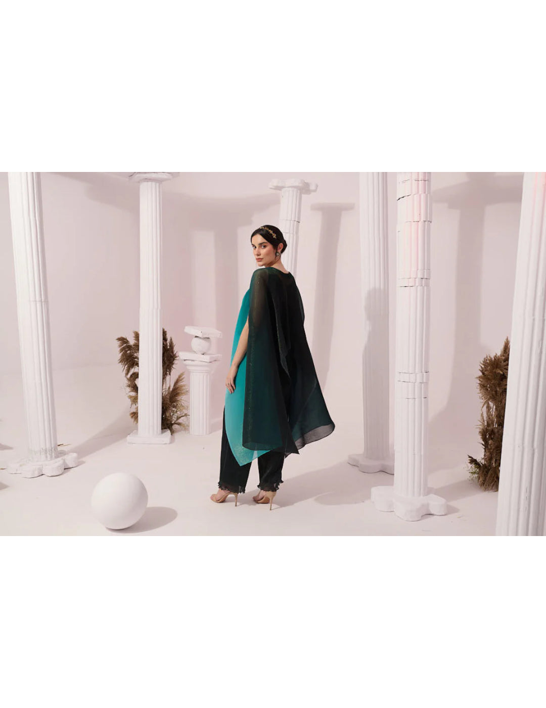 Ombre Sea Green Kaftan & Pant