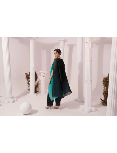 Ombre Sea Green Kaftan & Pant