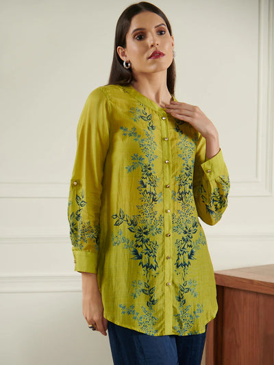 Opada Olive Herb Button Down Shirt