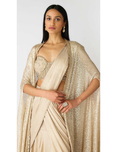 The Caped Shimmers Of Dawn Saree