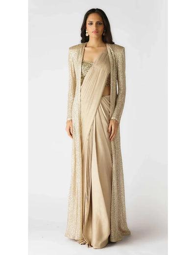 The Lunar Glow Draped Saree & Jacket