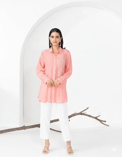 Peach Floret Crystalline Shirt