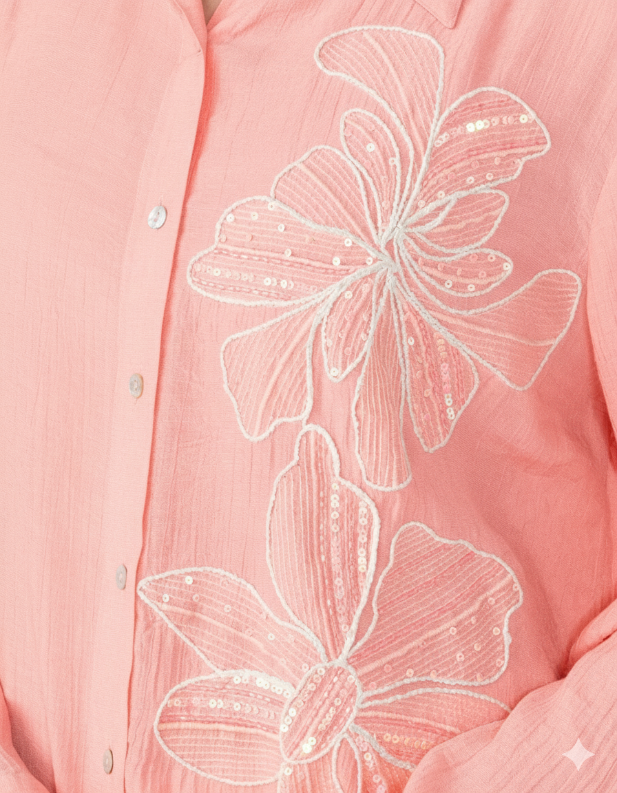 Peach Floret Crystalline Shirt