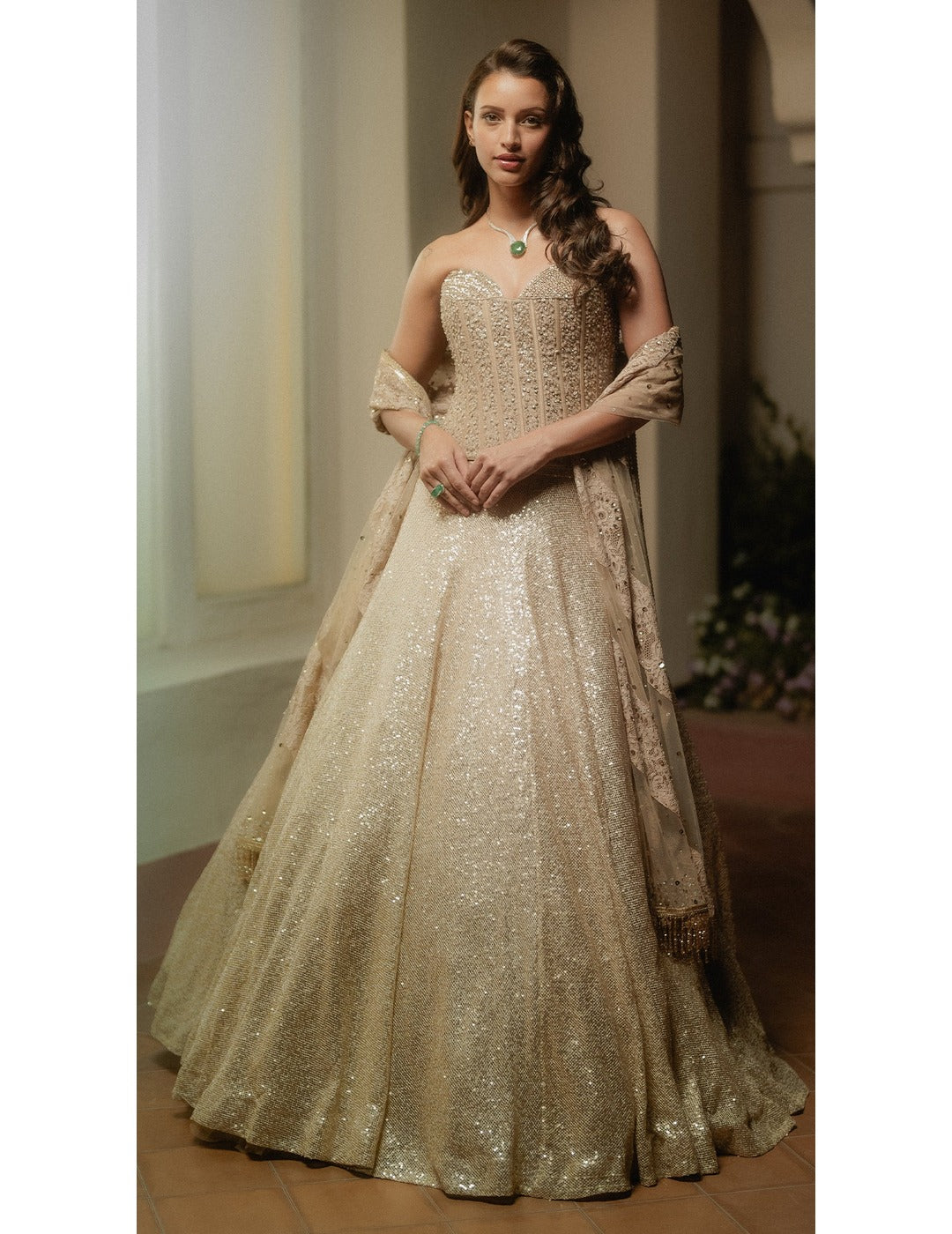 The Champagne & Sparkle Corset Lehenga