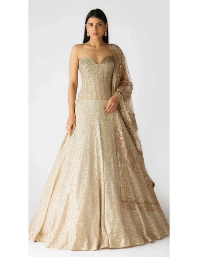 The Champagne & Sparkle Corset Lehenga