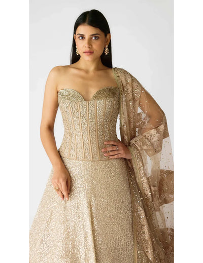 The Champagne & Sparkle Corset Lehenga