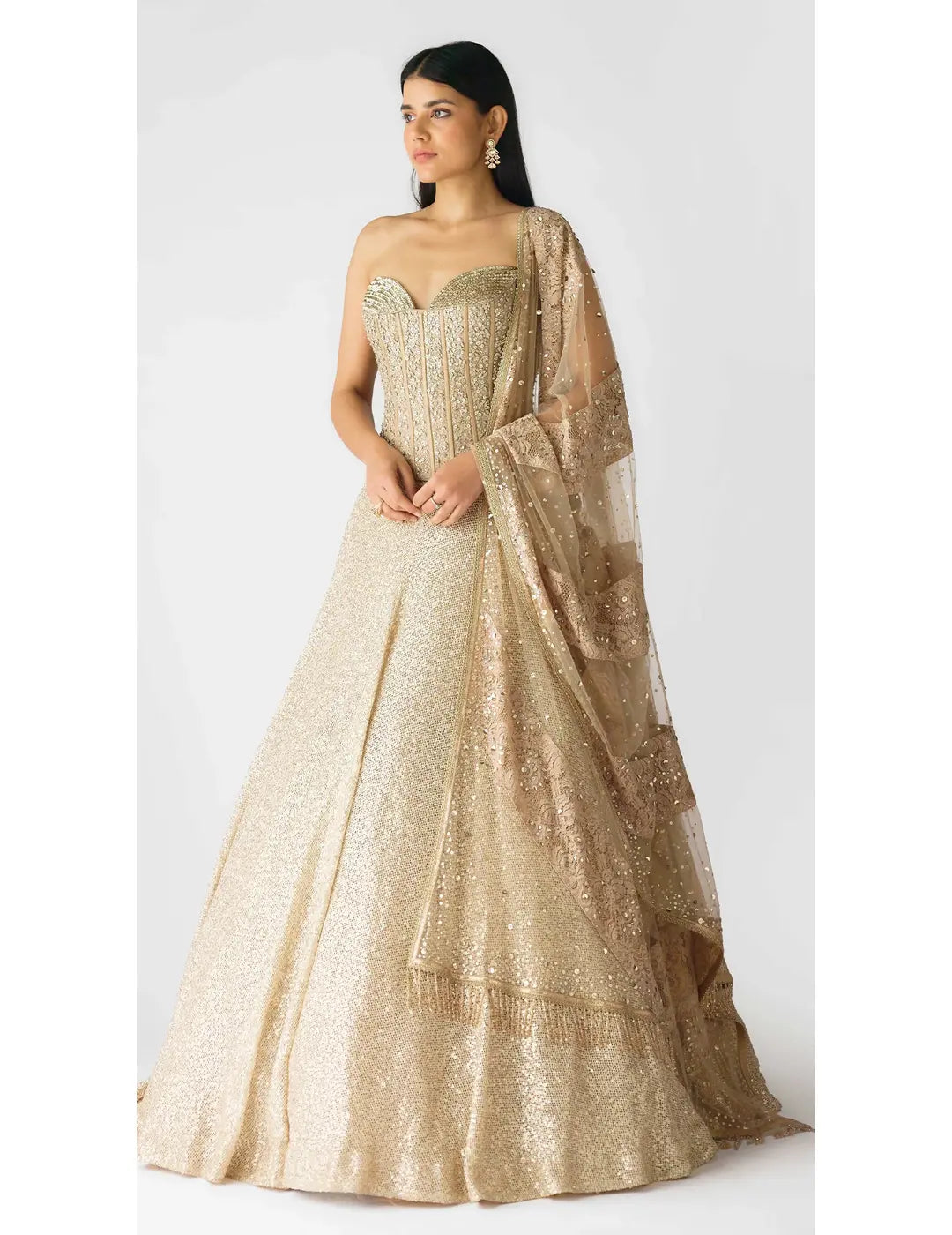 The Champagne & Sparkle Corset Lehenga