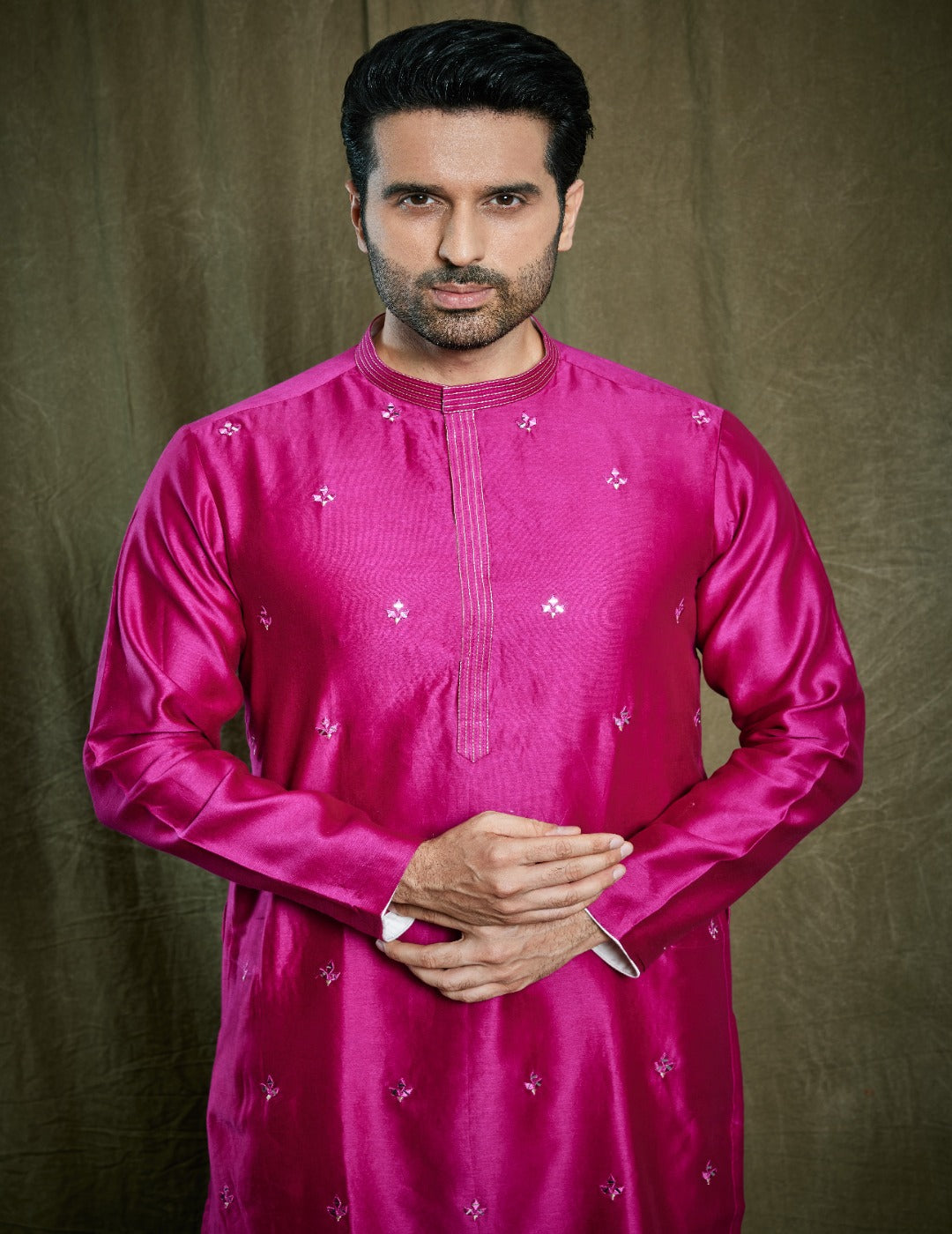 Magenta Chanderi Silk Kurta