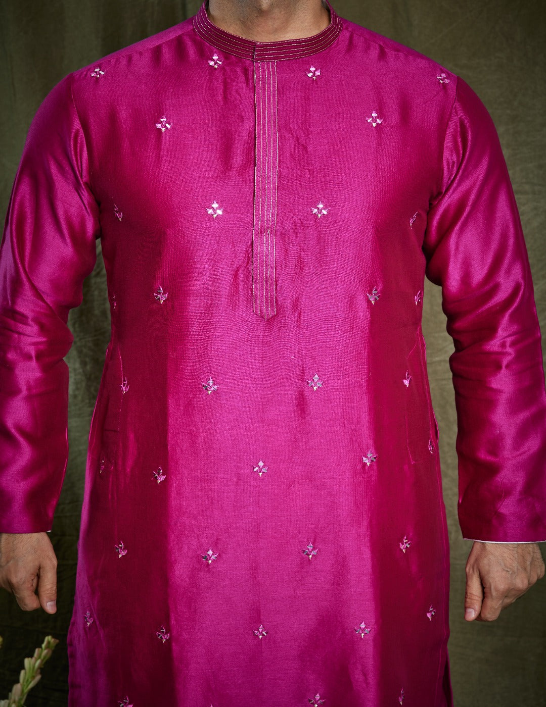 Magenta Chanderi Silk Kurta