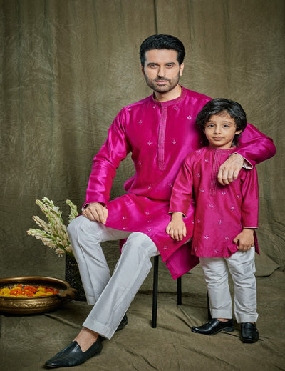 Magenta Chanderi Silk Kurta