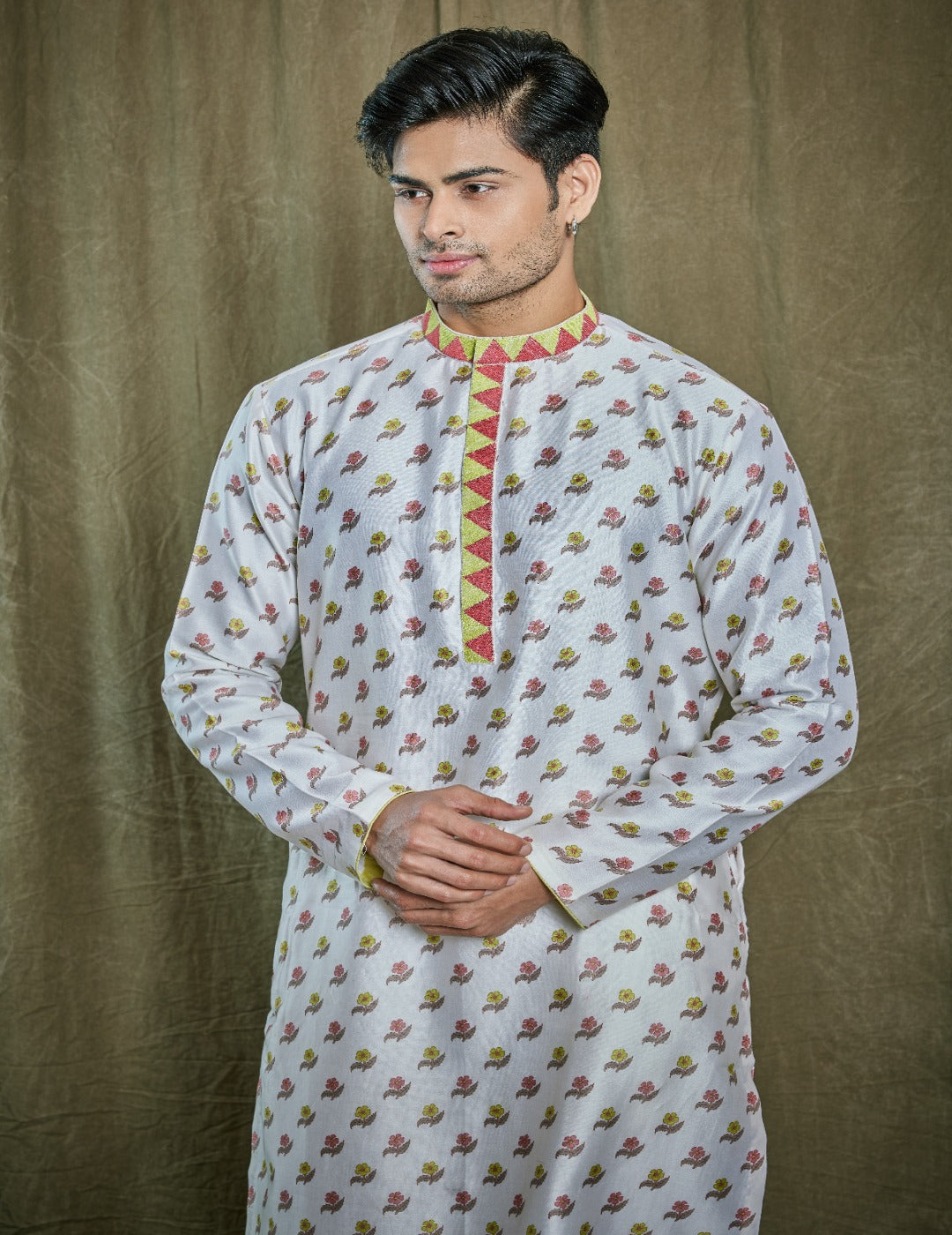 Chanderi Silk Cream Kurta