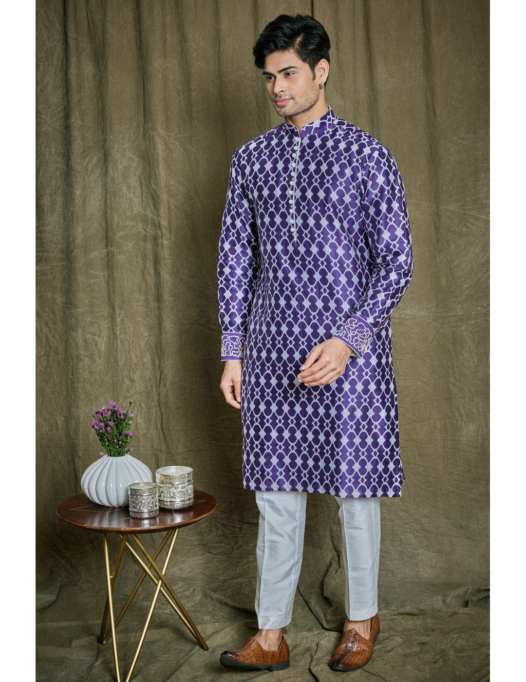 Purple Geometric Design Kurta