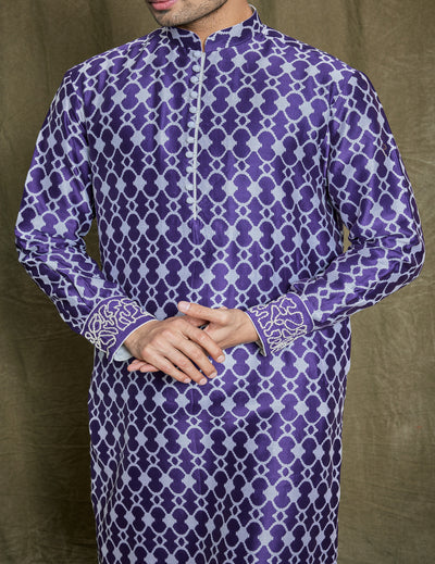 Purple Geometric Design Kurta