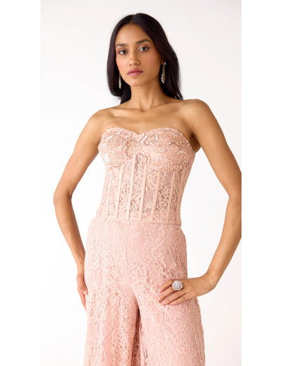 Peach Chantilly Net Embroidered Sharara Set