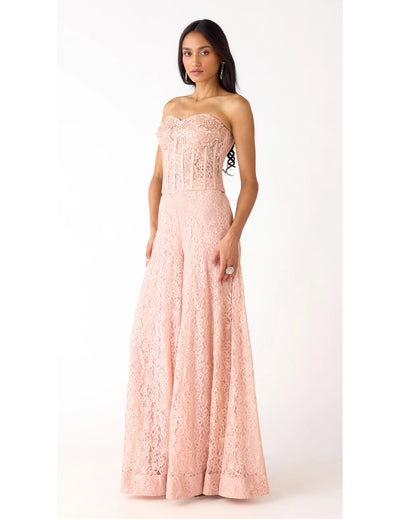 Peach Chantilly Net Embroidered Sharara Set