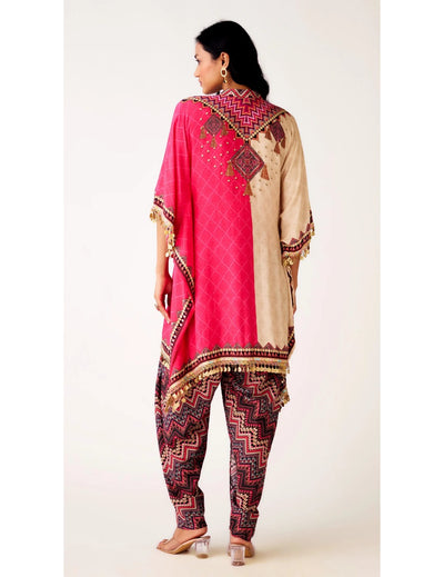Pink Muslin Embroidered Kaftan Co-ord Set