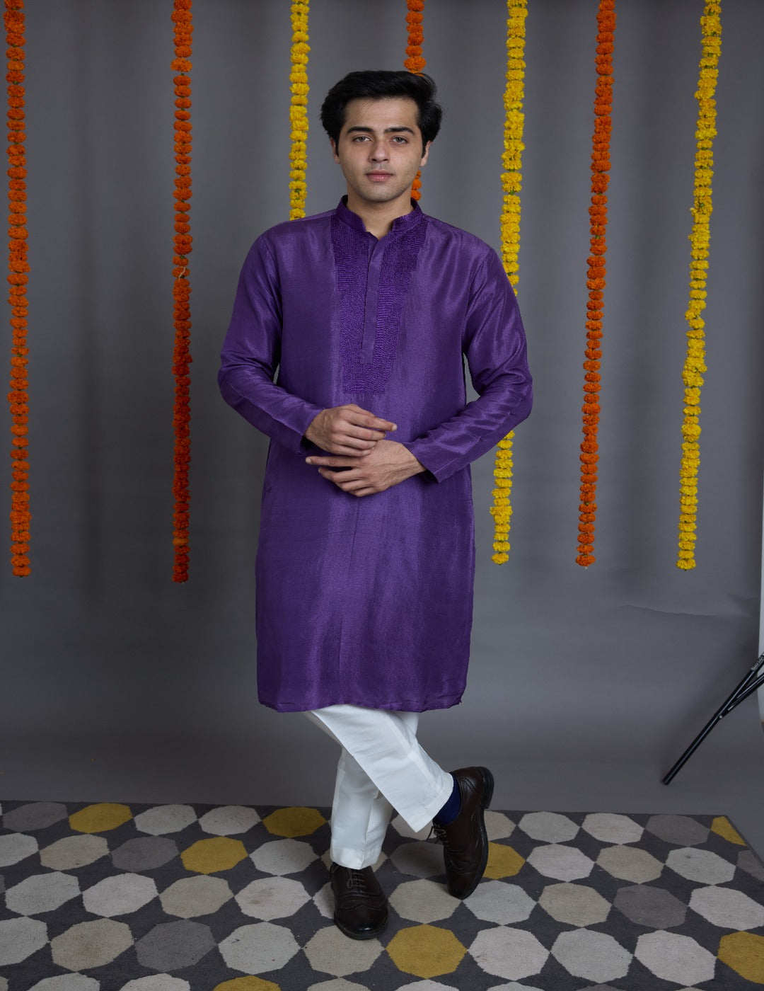 Purple Silk Kurta Set