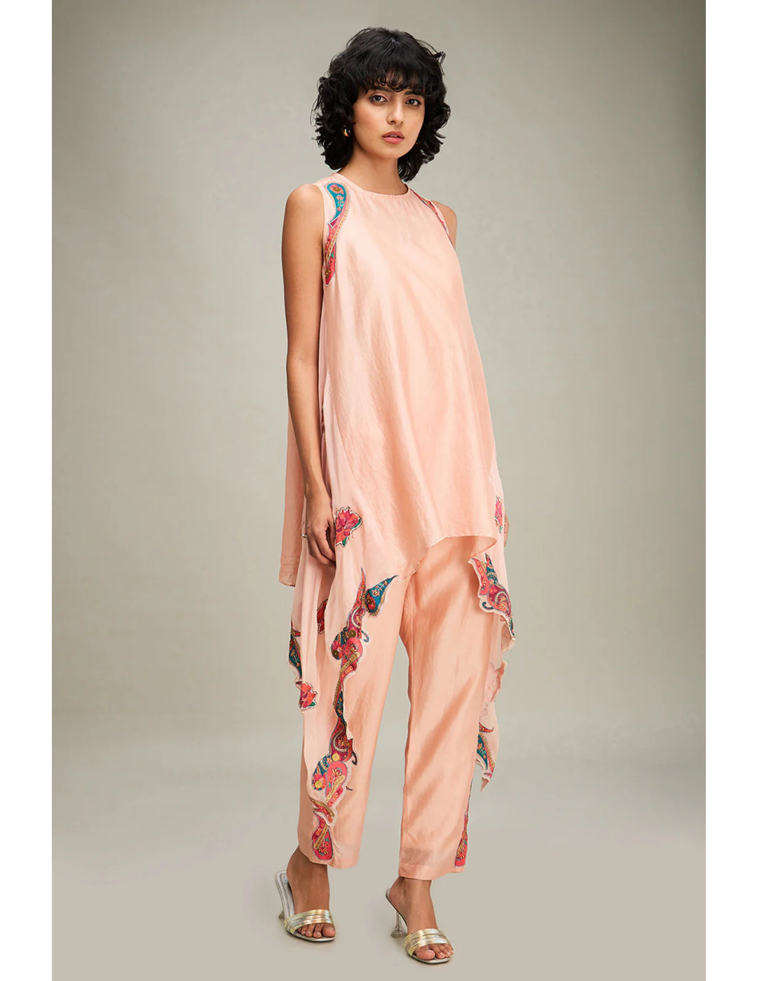 Qala Applique Asymmetric Kurta Set