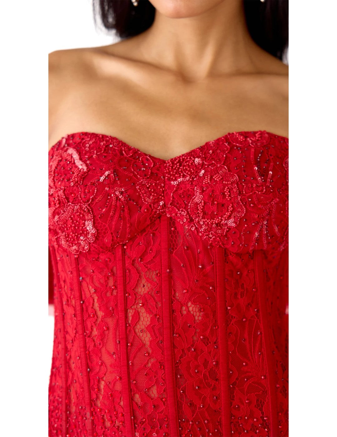 Red Chantley Net Embroidered Lehenga Set