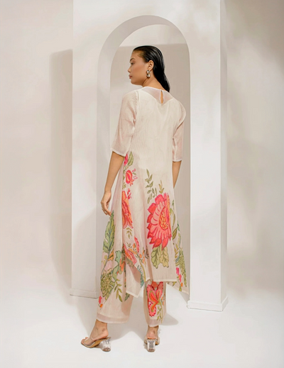 Ivory  White Suit  With  Dupatta Set