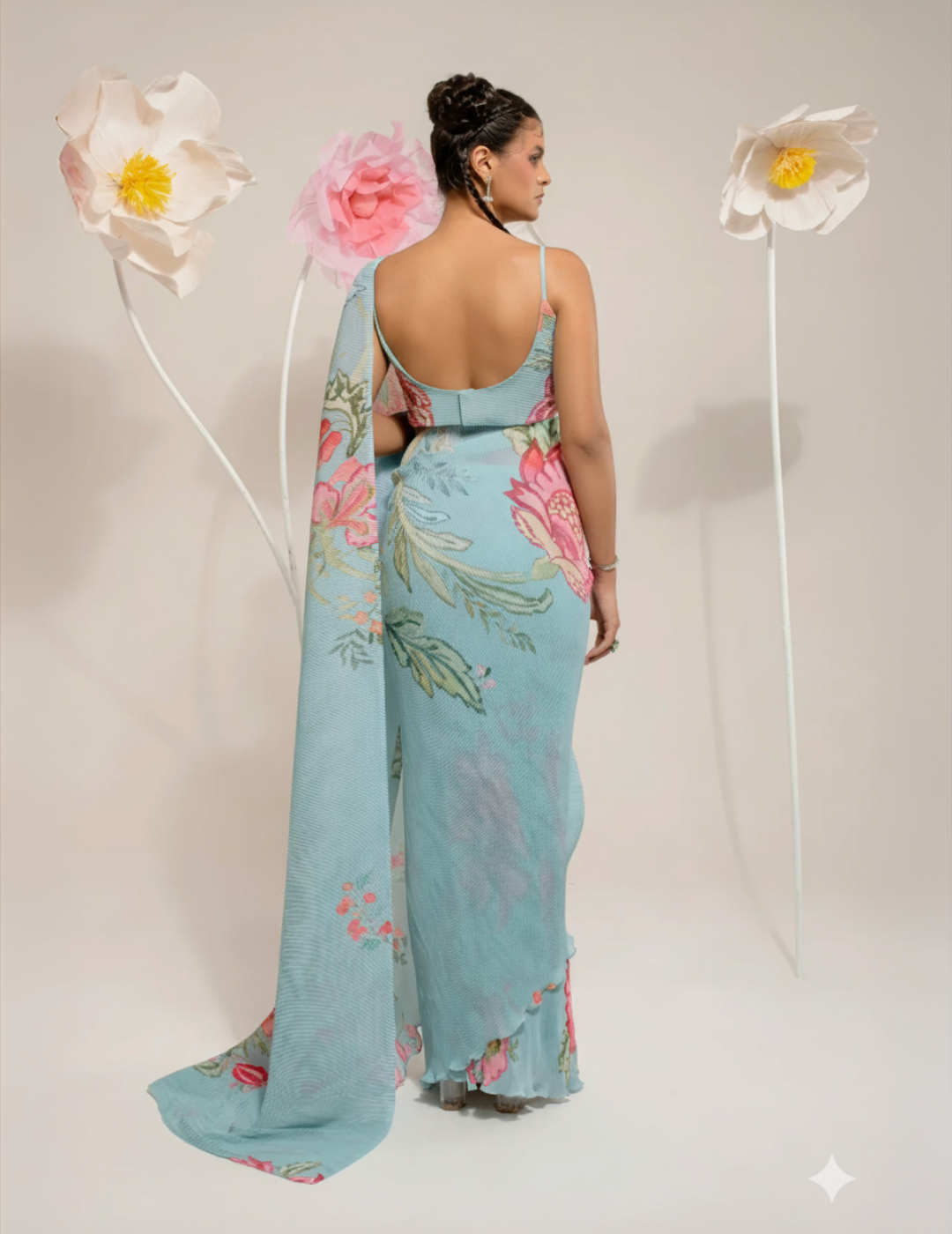 Pre-Draped Emerald Green Saree