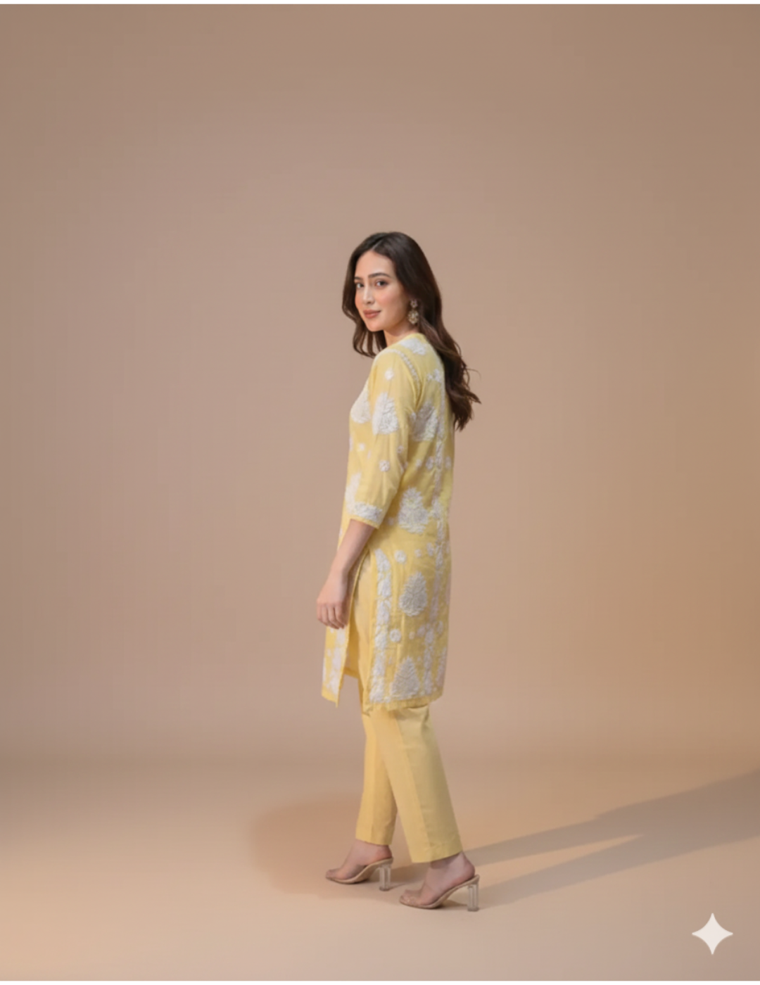 Yellow Chikankari Kurti Set
