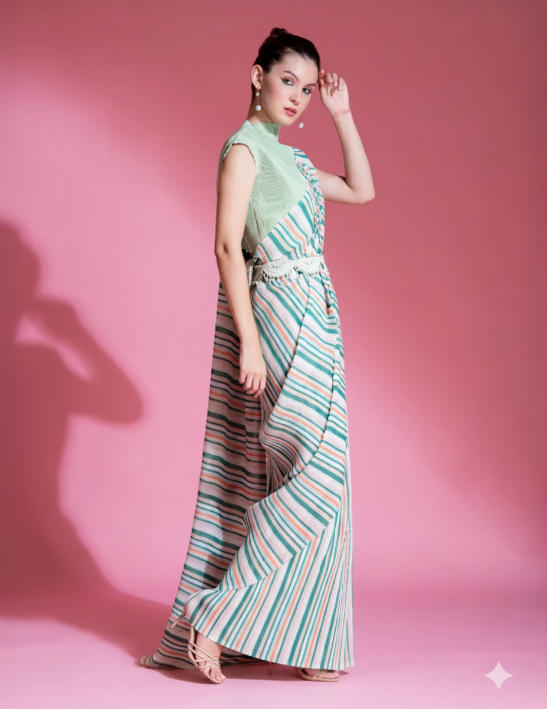 Pre-Draped Sea Foam Green Pleated saree