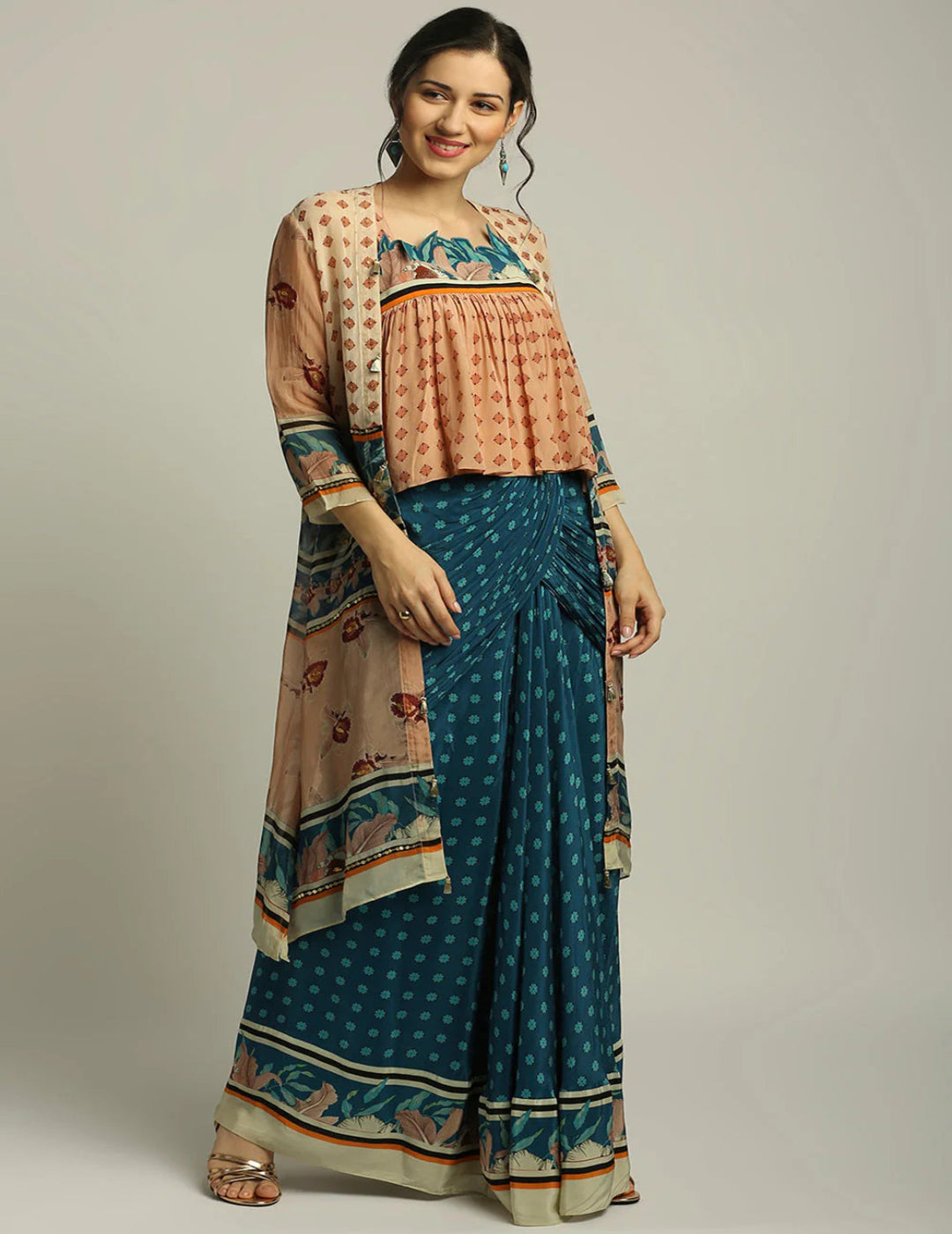 Orchid Bloom Printed Skirt Set With Jacket