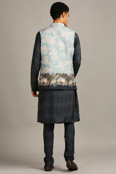 Cloud Printed Bundi With Kurta Set