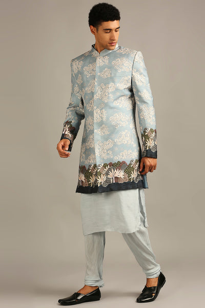 Cloud Printed Jacket Kurta Set