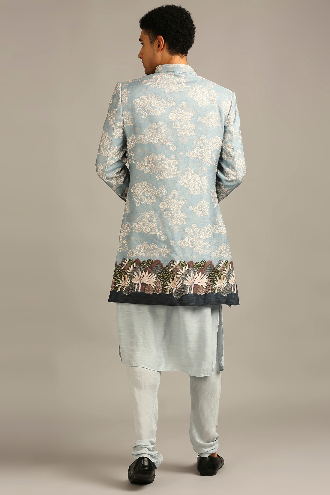 Cloud Printed Jacket Kurta Set