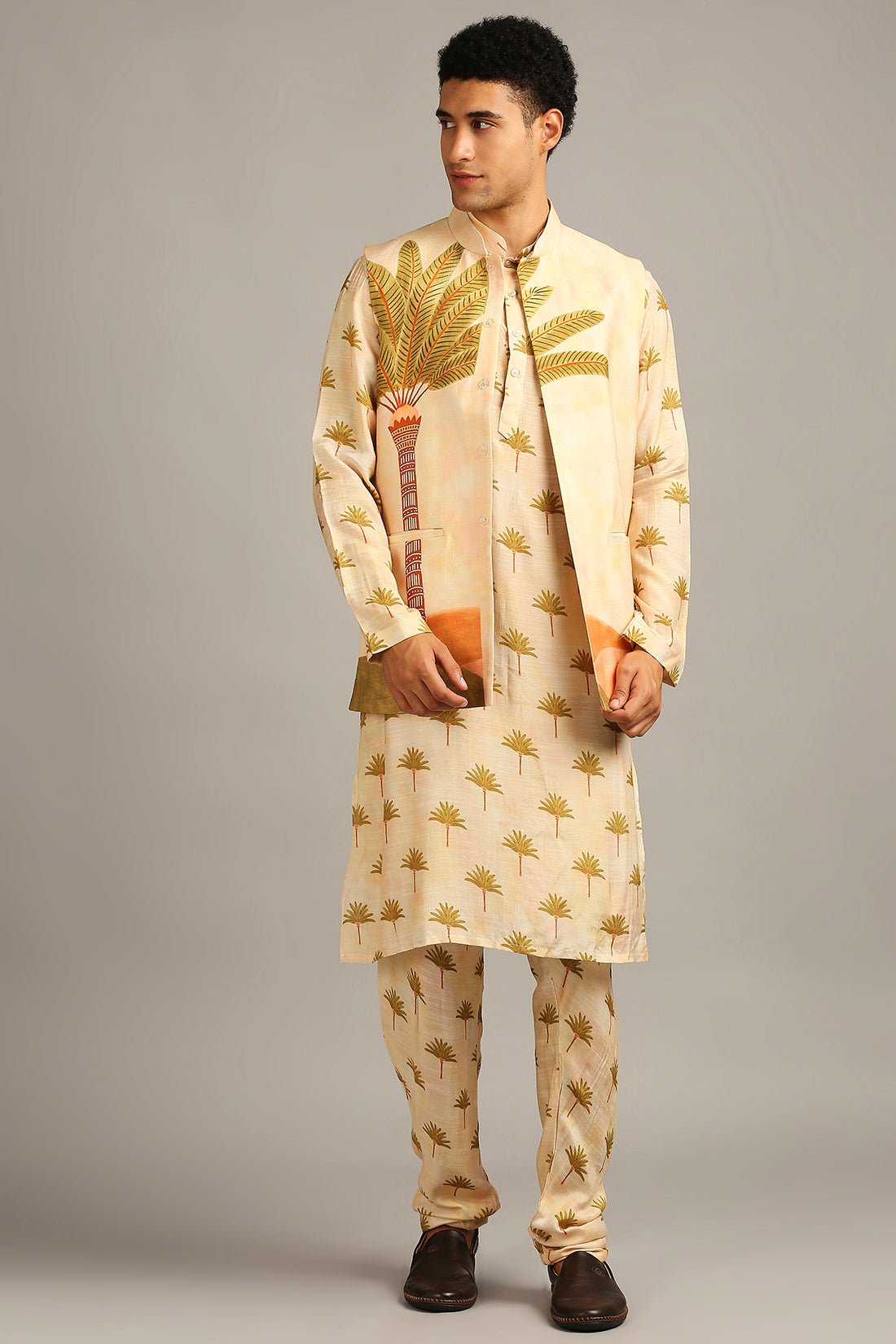 Conversational Jacket With Kurta Set