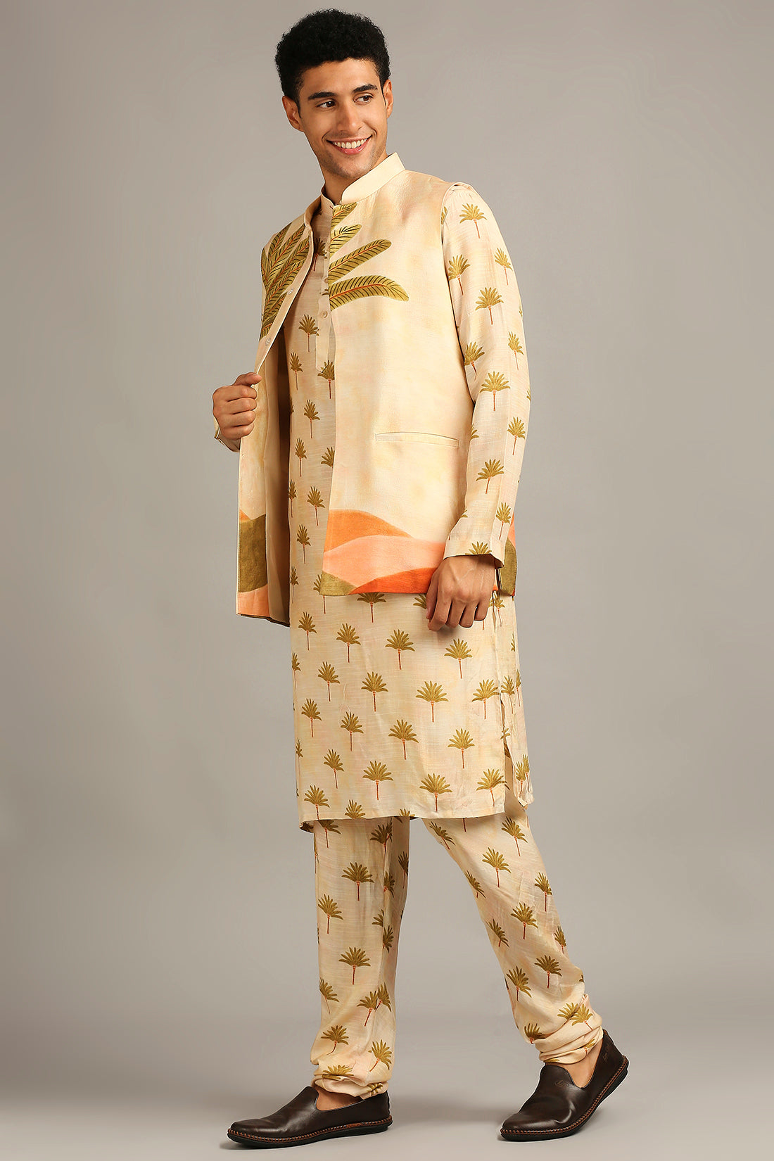 Conversational Jacket With Kurta Set